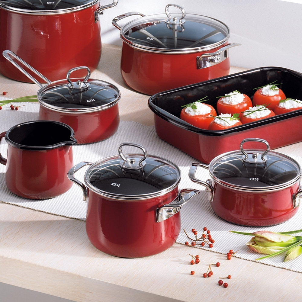 Riess NOUVELLE - Rosso EXTRA STRONG - Casserole with glass lid