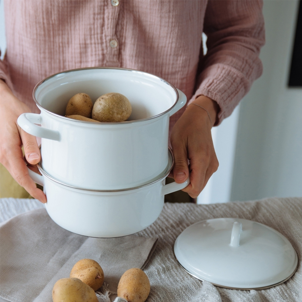 Riess CLASSIC - White - Potato cooker with lid